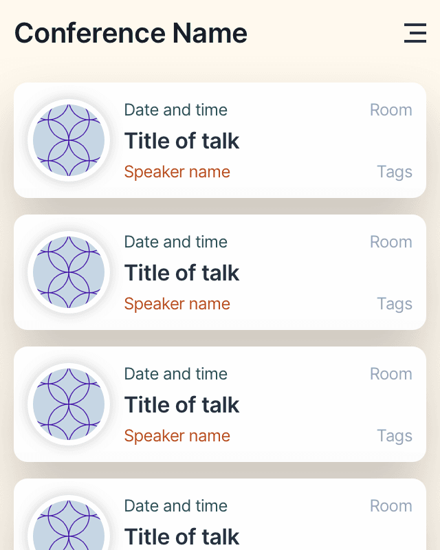 Mockup of a page that could be used for conferences